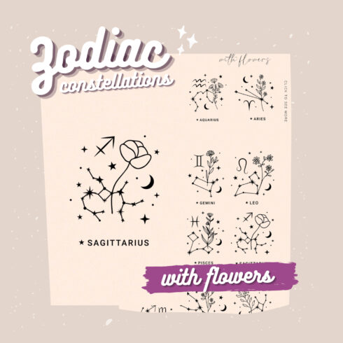 Preview zodiac constellations with flowers.