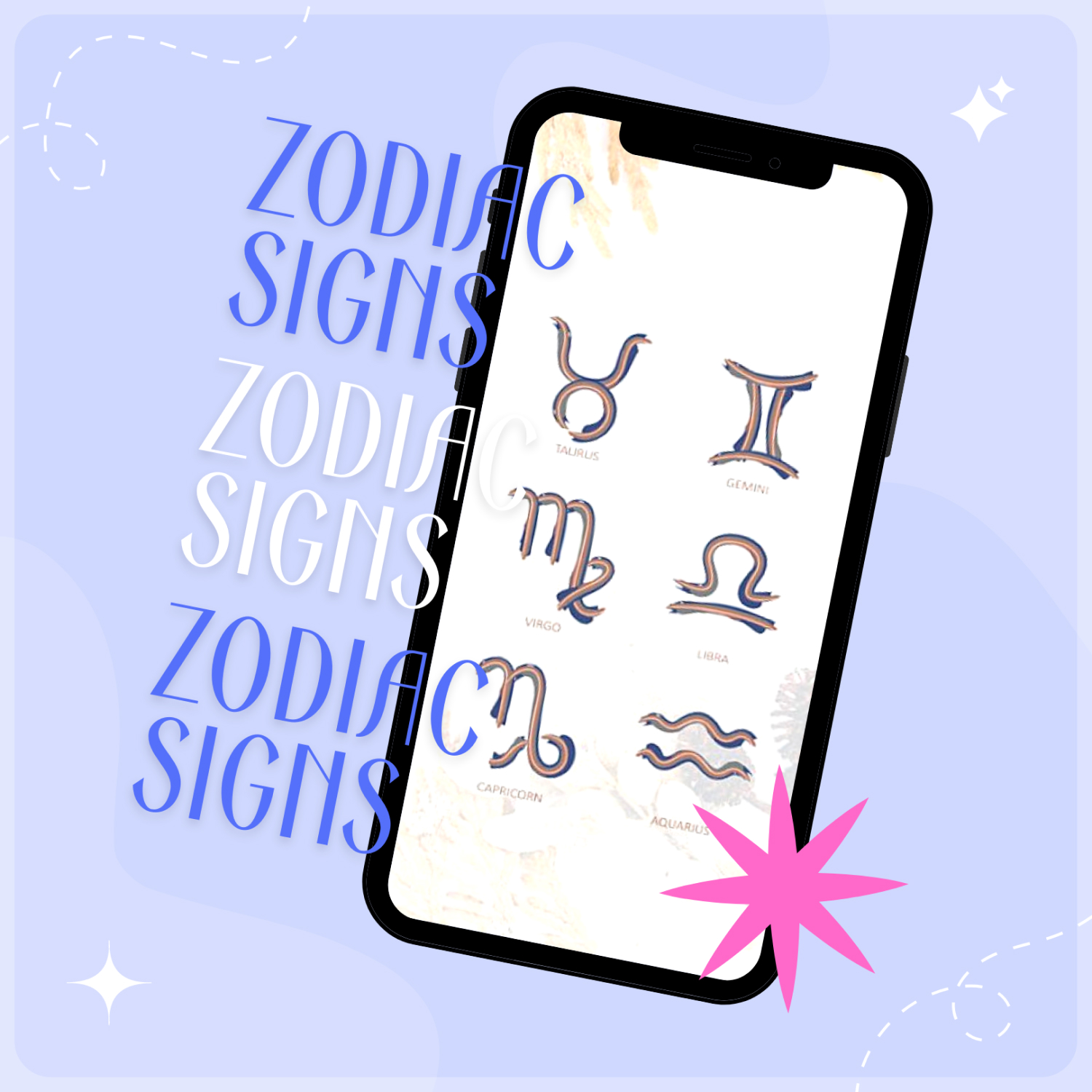 Preview of the zodiacs on the smartphone screen.