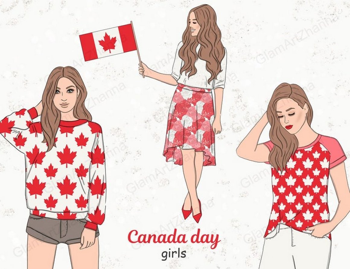 Canadian flag girl print.