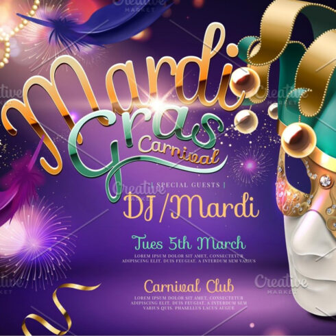 Images with mardi gras carnival design.