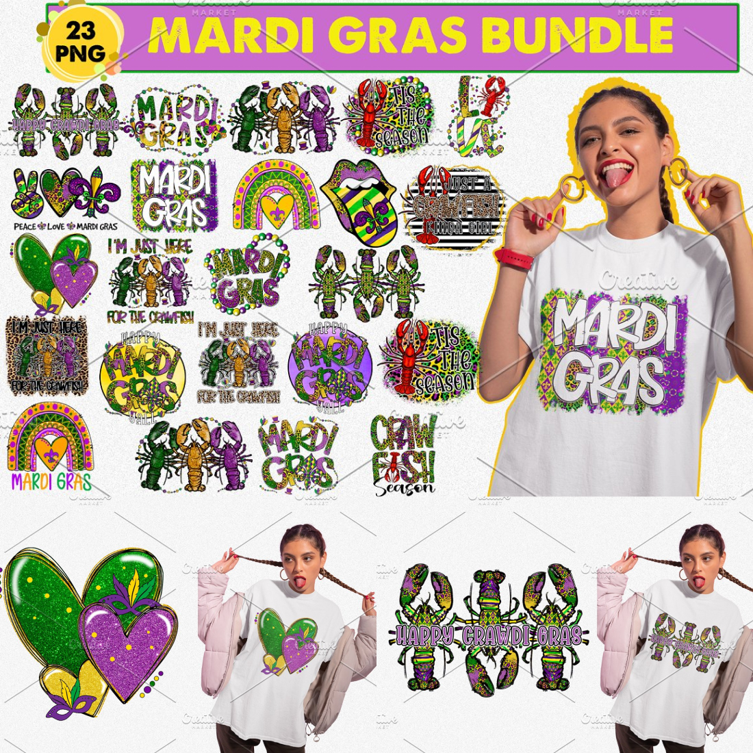 Preview mardi gras png graphic bundle.