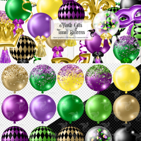 Images with mardi gras tassel balloons clipart.