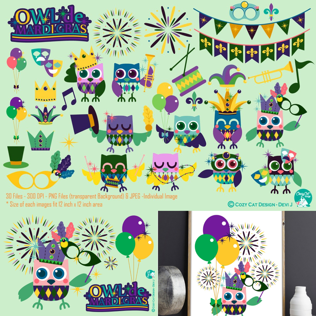 Images with owl de mardi grasdigital clipart.