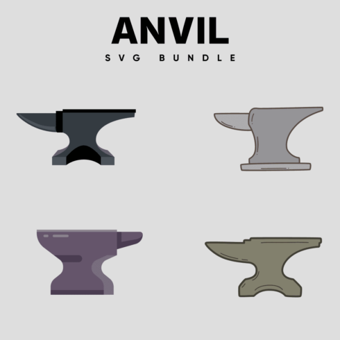 Four anvils of different shapes on a light gray background.