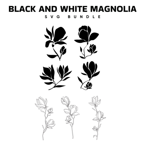 Images with black and white svg magnolia bundle.