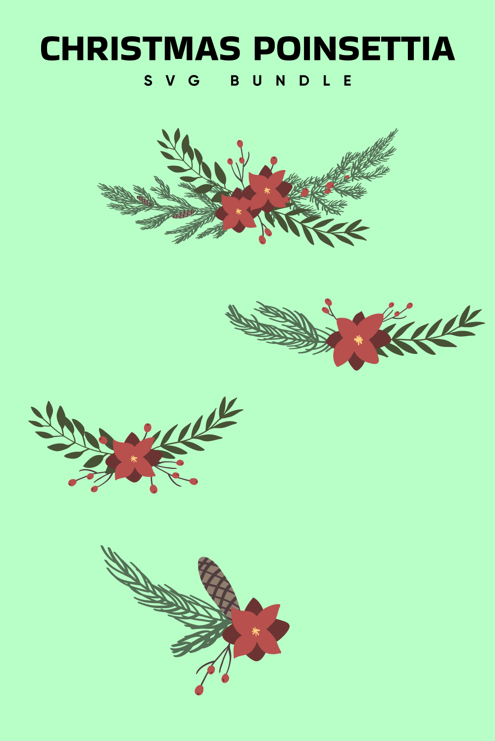 Pinterest illustrations of christmas poinsettia bundle.