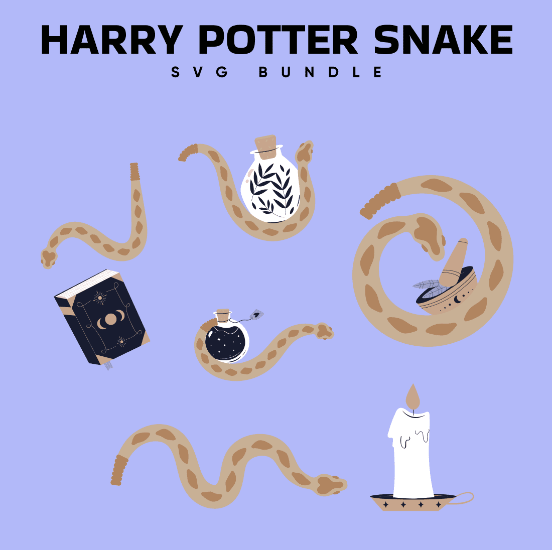 Harry Potter snake SVG bundle, main picture 1100x1100.