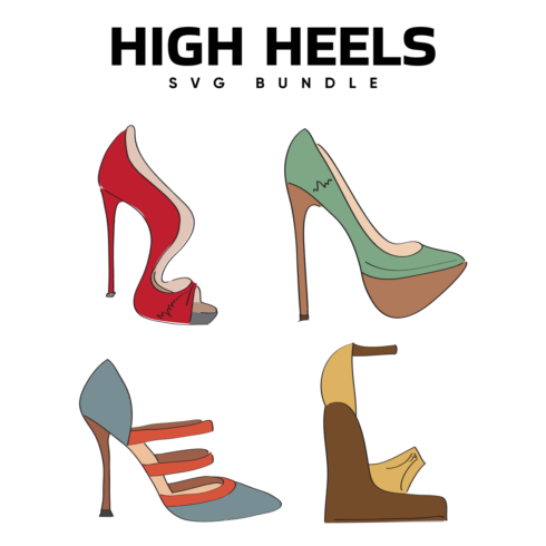 Preview high heels svg bundle.