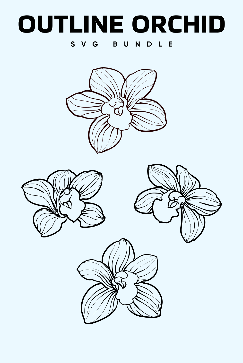 Pinterest of outline orchid bundle.