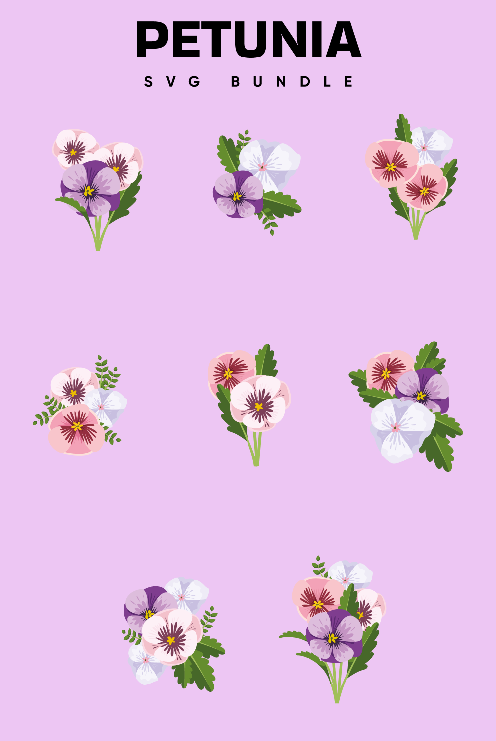 Illustrations of pinterest petunia bundle.