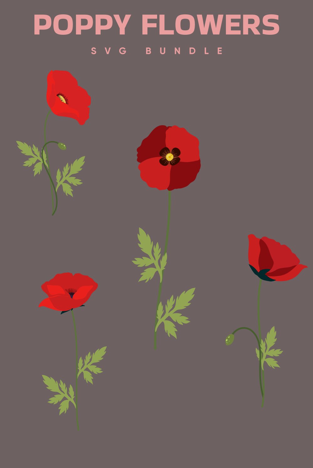 Pinterest of poppy flowers bundle.