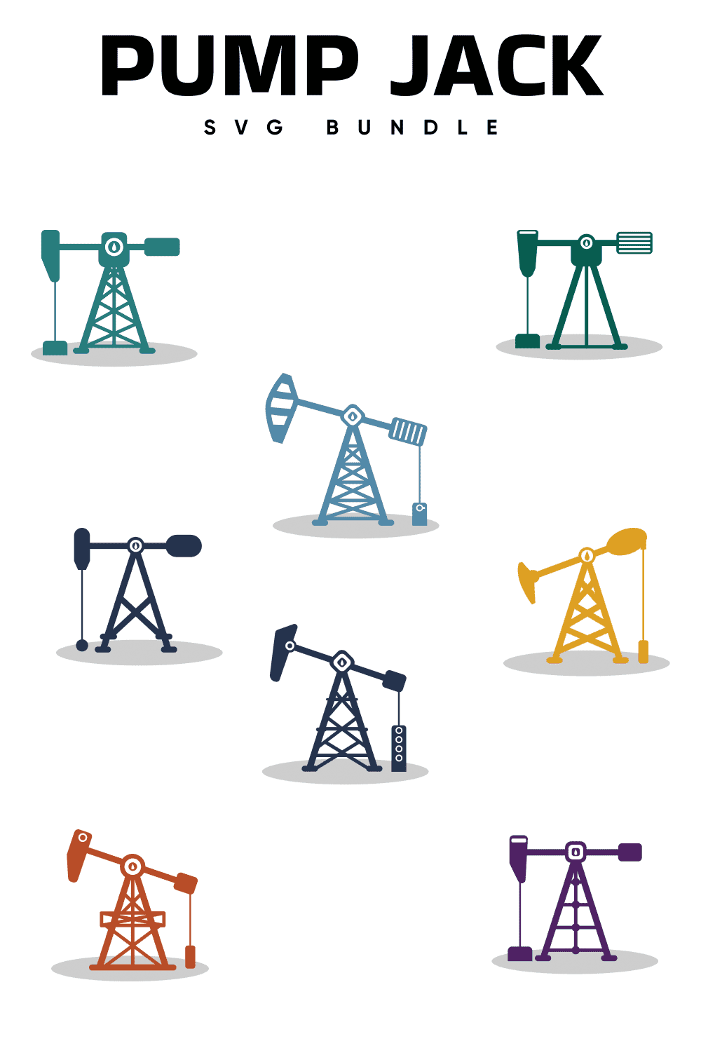The pump jack is shown in different colors.