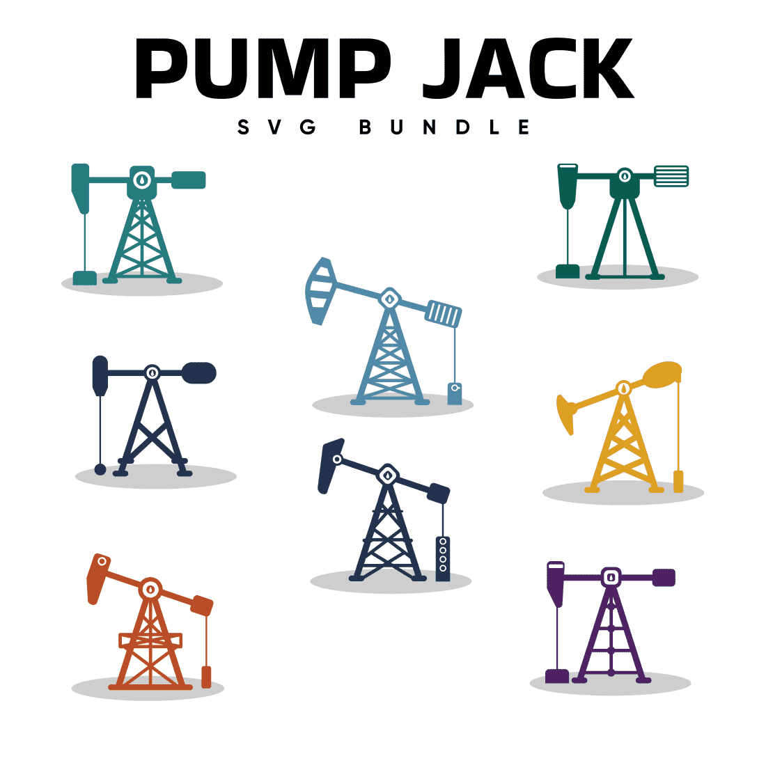 Pump jack svg bundle.