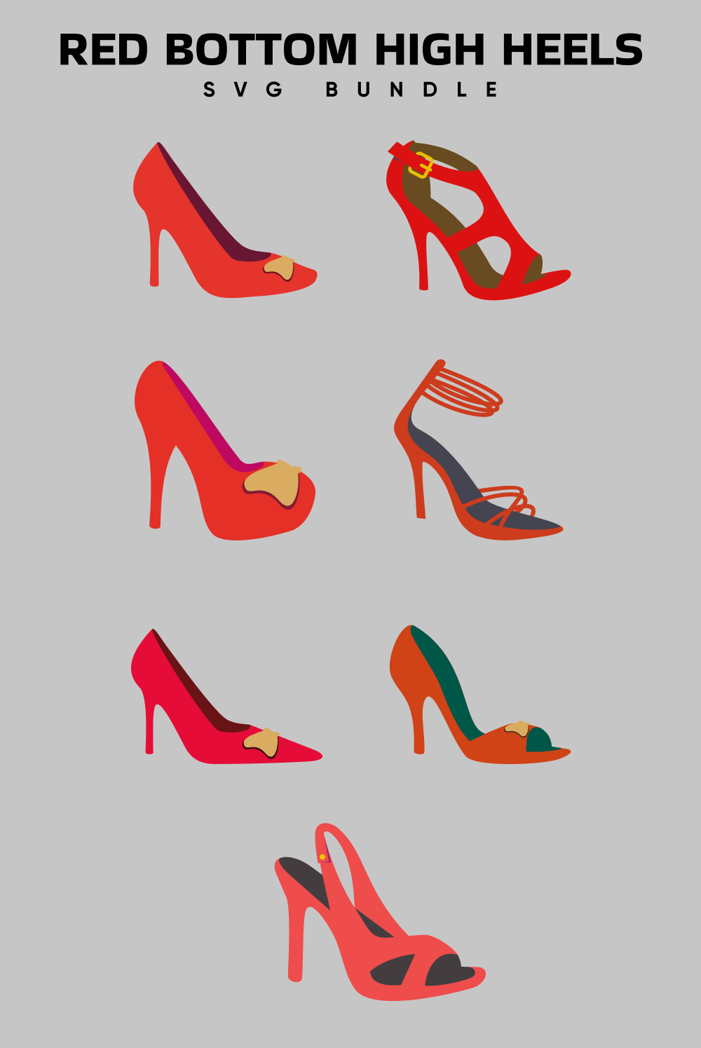 Red Bottom High Heels Stiletto Heels SVG Design Files for 