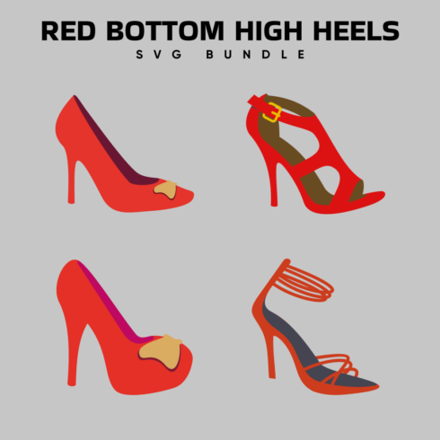 Preview red bottom high heels svg bundle.
