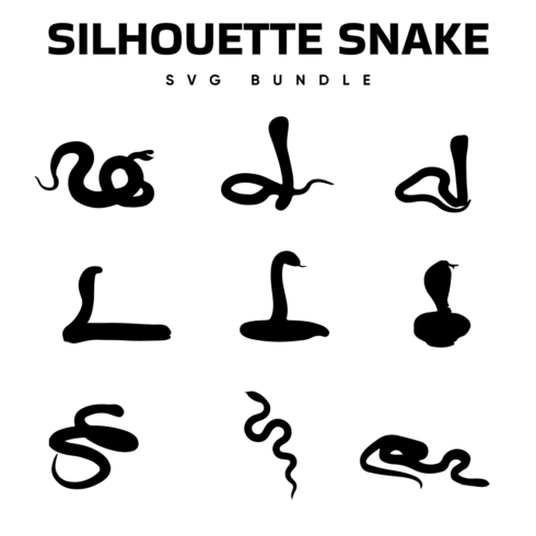 Silhouette snake SVG bundle, main picture 1100x1100.