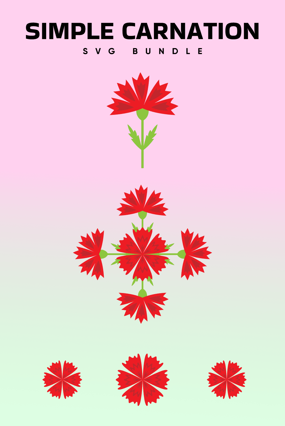 Bright ornament of red carnations.