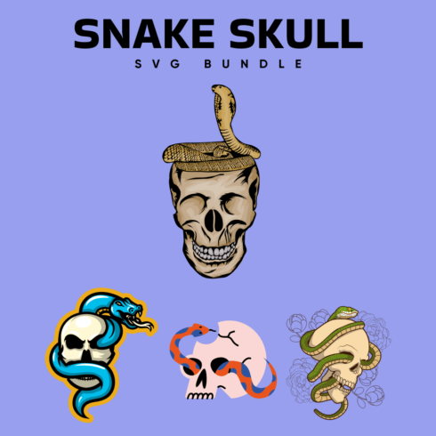 Snake skull SVG bundle, main picture 1100x1100.