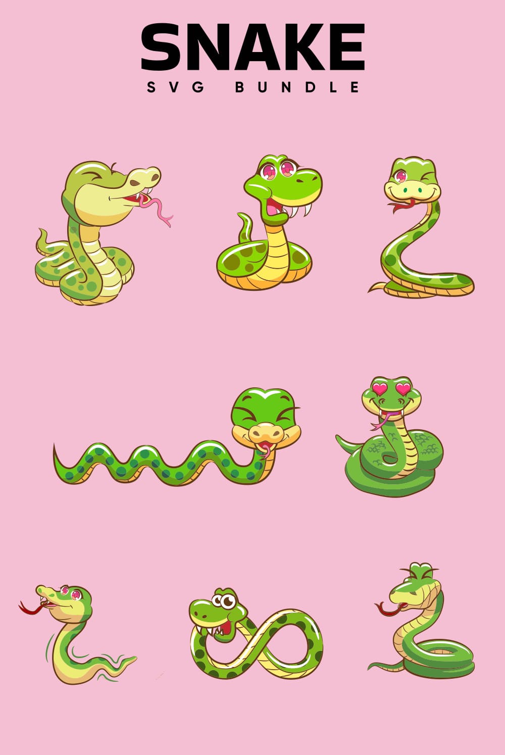 Snake SVG free bundle, picture for pinterest 1000x1500.