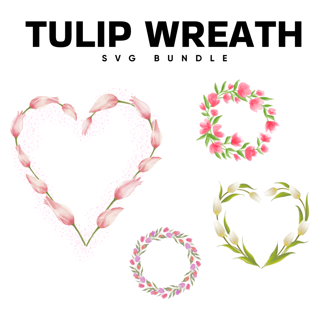 Tulip wreath svg bundle.