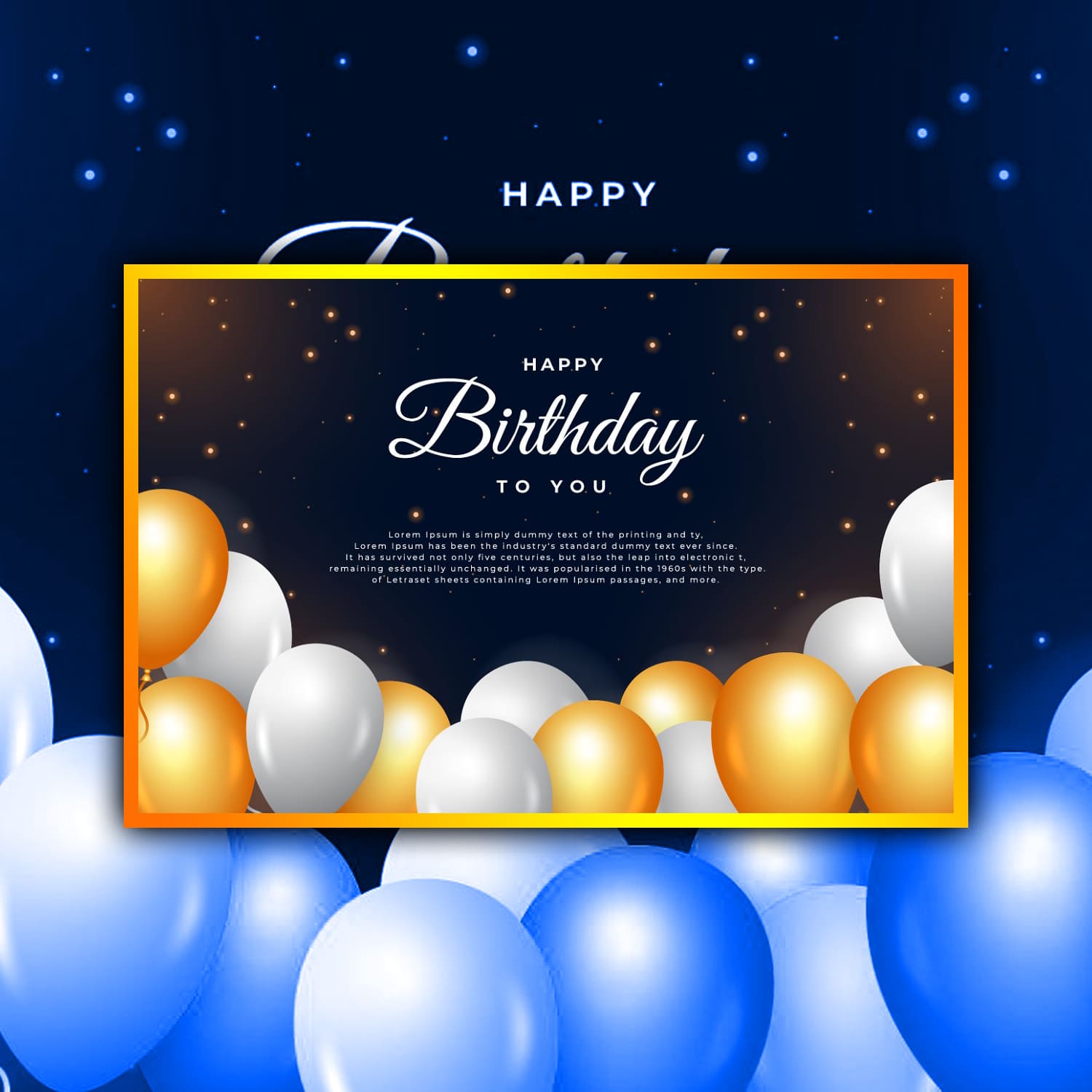 Happy birthday banner with confetti, first picture 1500x1500.