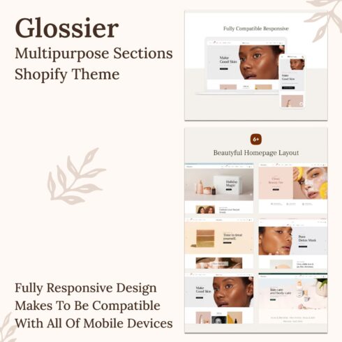 Glossier multipurpose sections shopify theme, first picture 1500x1500.