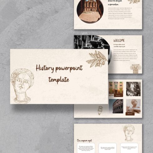 History powerpoint template, 1500 by 1500 pixels.
