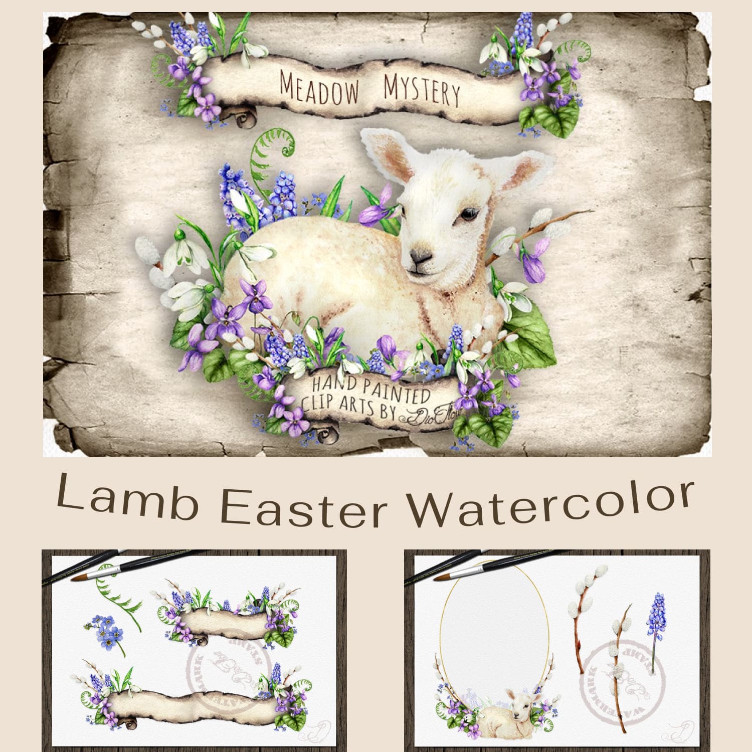 Watercolor drawing of the Easter Lamb 1500x1500.