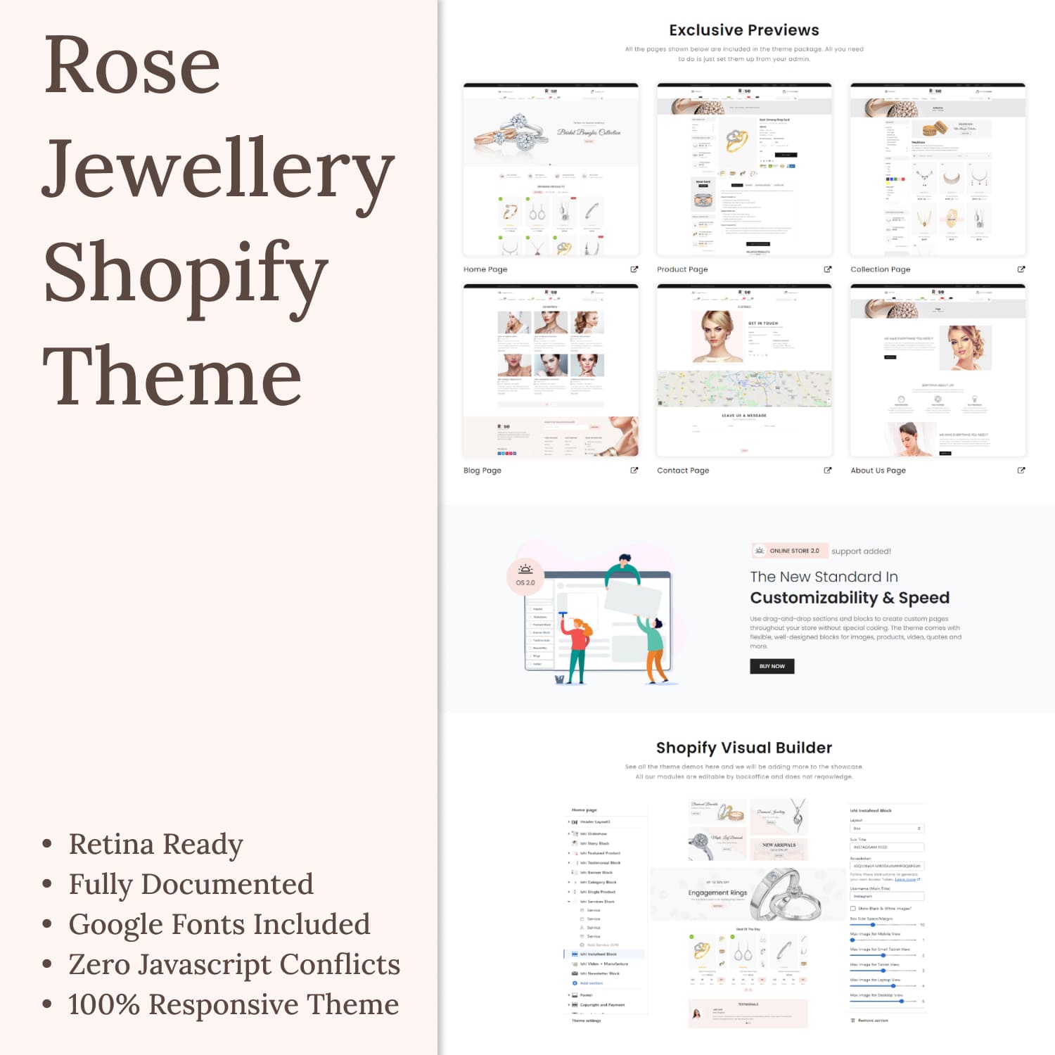 Rose jewellery shopify theme, first picture 1500x1500.