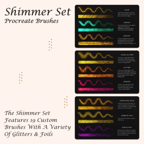 Shimmer set – procreate brushes, main picture 1500x1500.