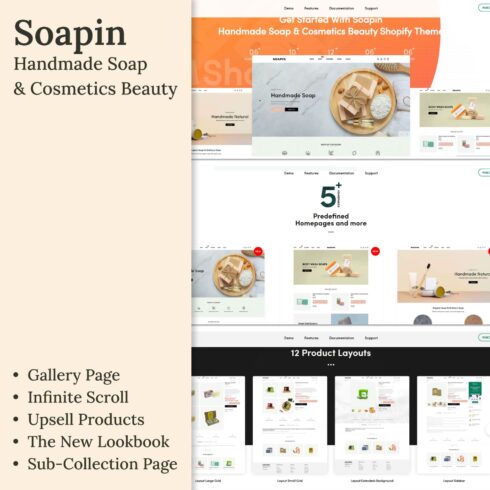 Soapin handmade soap cosmetics beauty shopify theme, first picture 1500x1500.