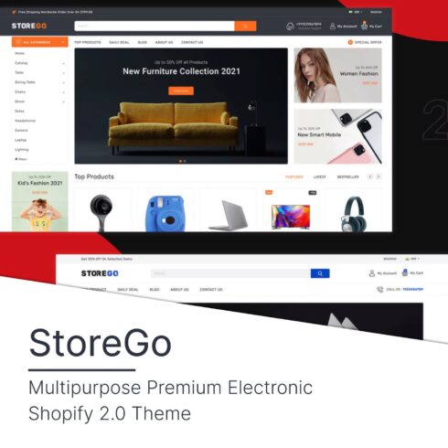Storego multipurpose premium electronic shopify 2.0 theme, main picture 1500x1500.