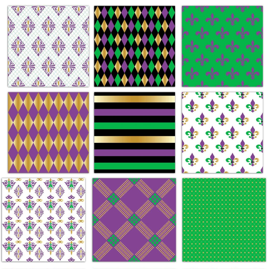 Various geometric patterns in the form of squares.