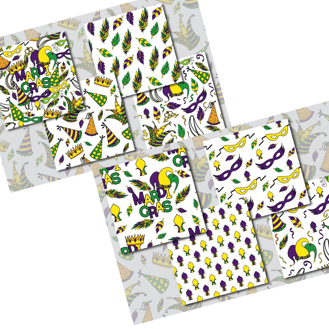 Illustrations of mardi gras patterns collection.