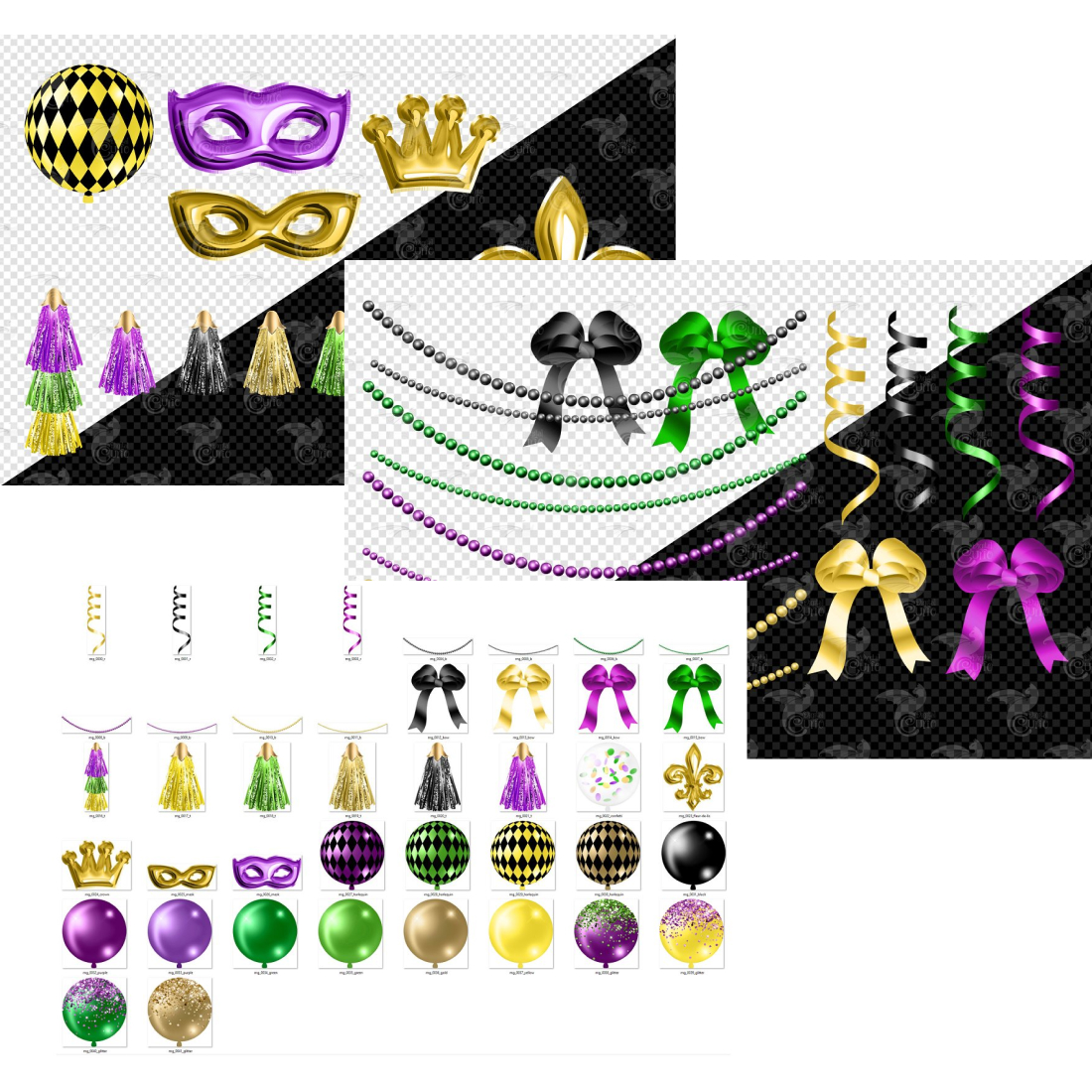 Preview mardi gras tassel balloons clipart.