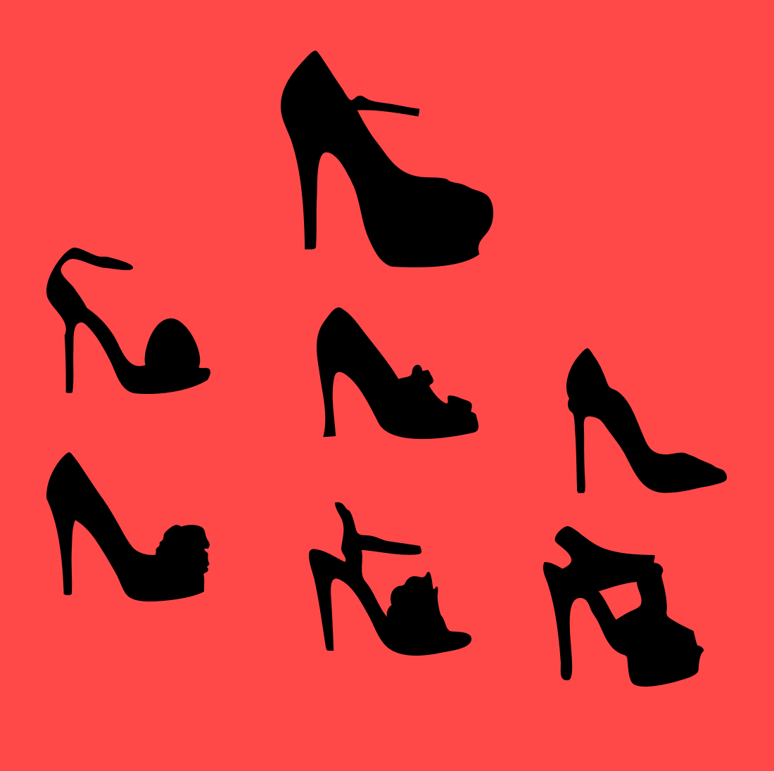 Preview black high heels svg bundle.