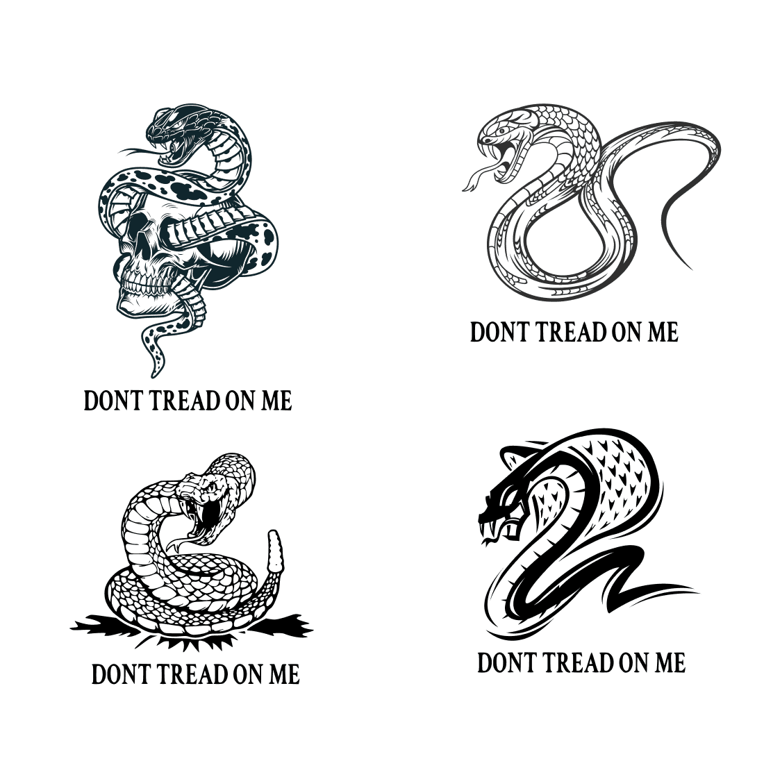 Set of four stickers with a snake.