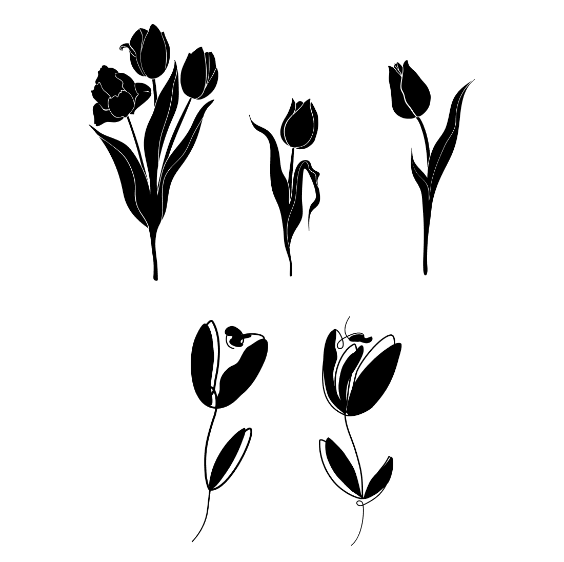 Silhouette Tulip SVG Bundle, second picture 1100x1100.