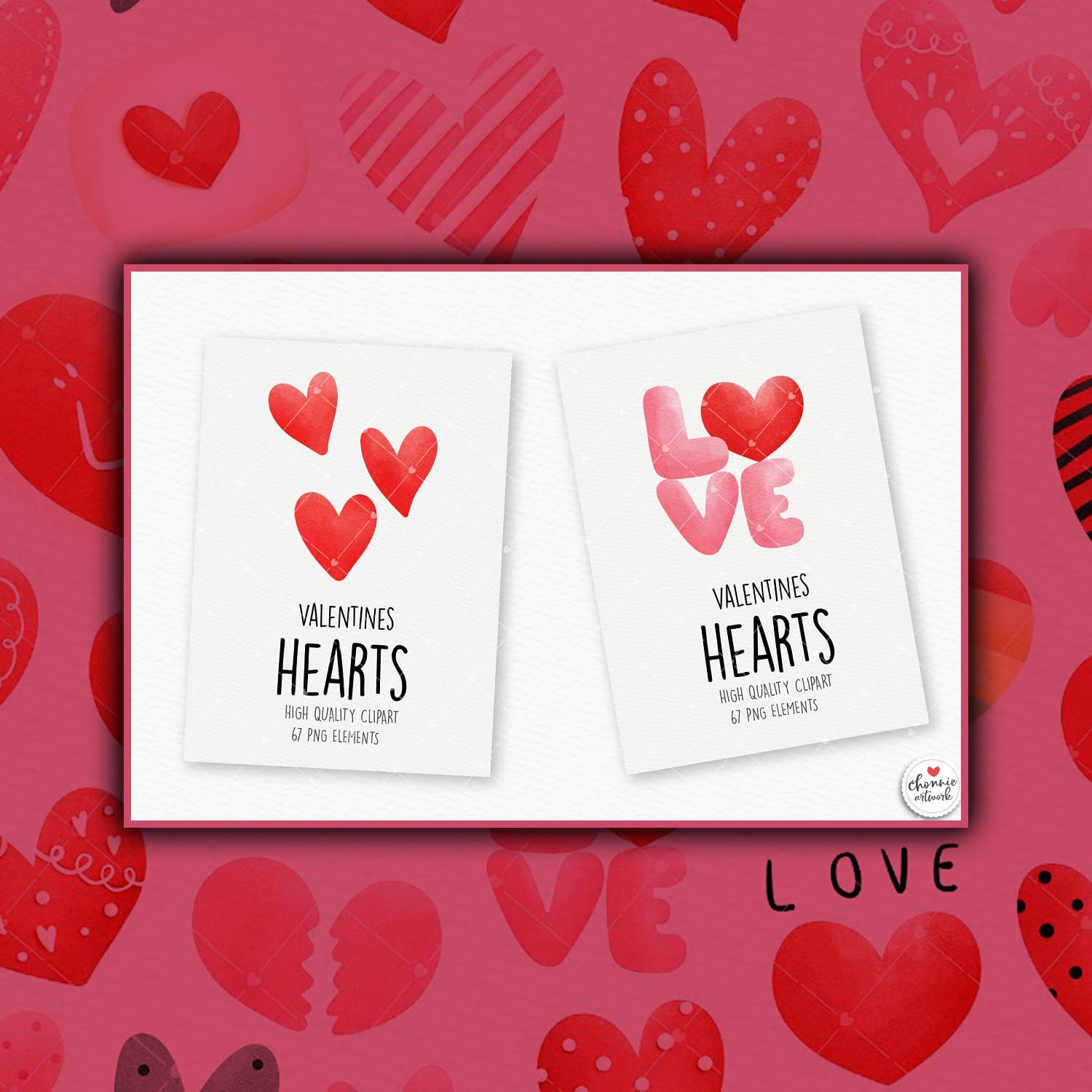 Heart clipart, Valentine's day, second picture 1500x1500.