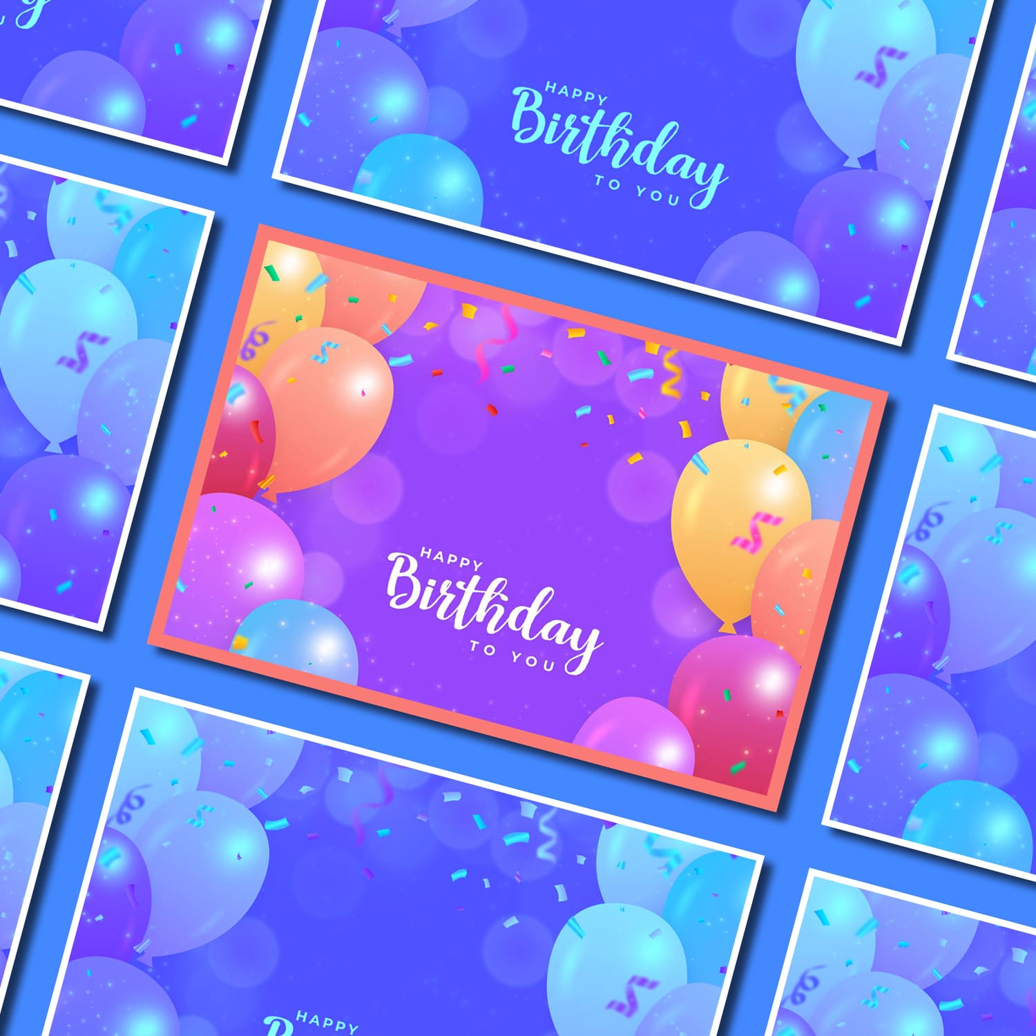 Birthday banner balloons confetti, second picture 1500x1500.
