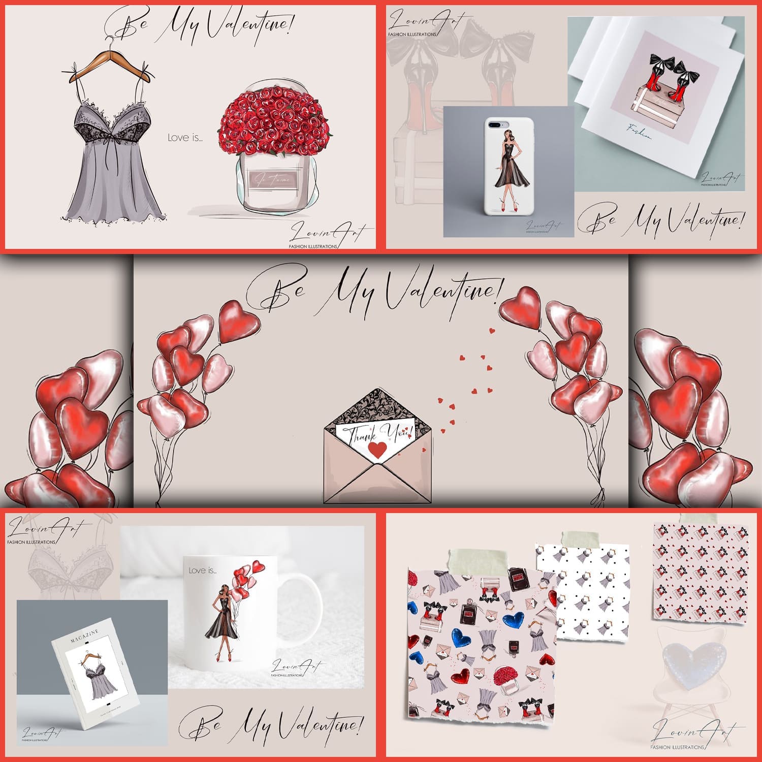 Be my Valentine fashion girl clipart, second picture 1500x1500.