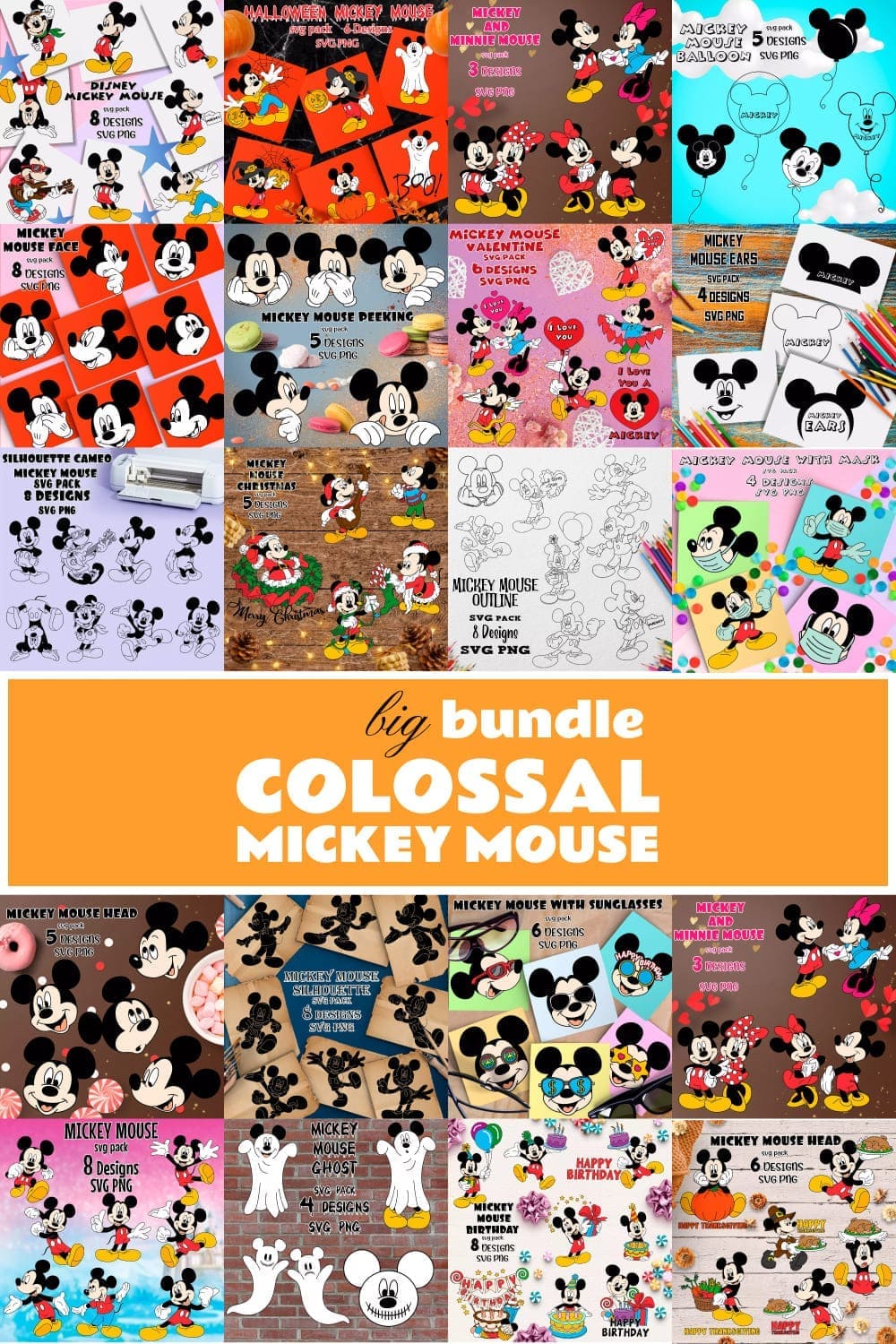 Colossal mickey mouse SVG files bundle, picture for pinterest 1000x1500.