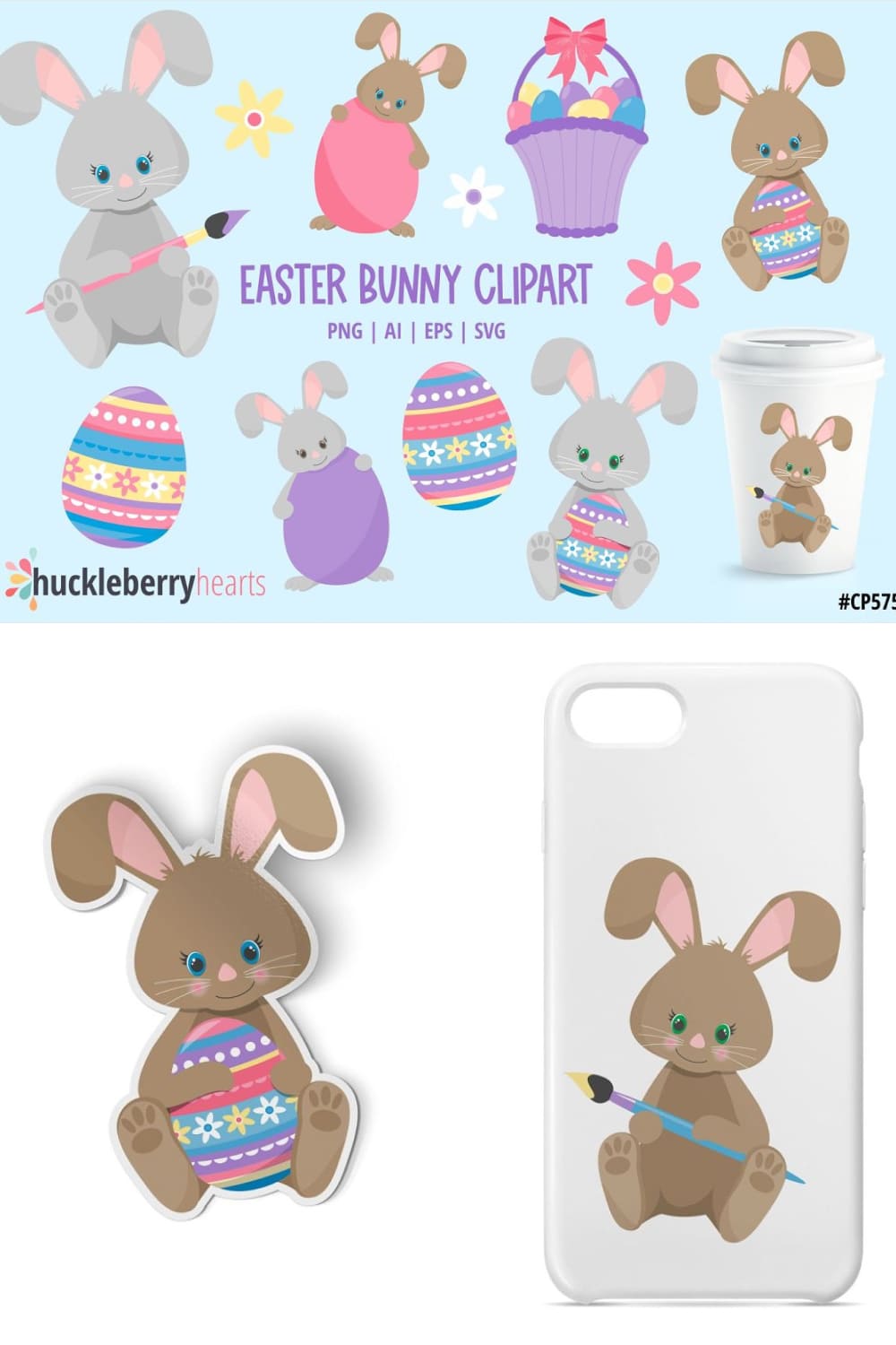 Easter bunny clipart, picture for pinterest 1000x1500.