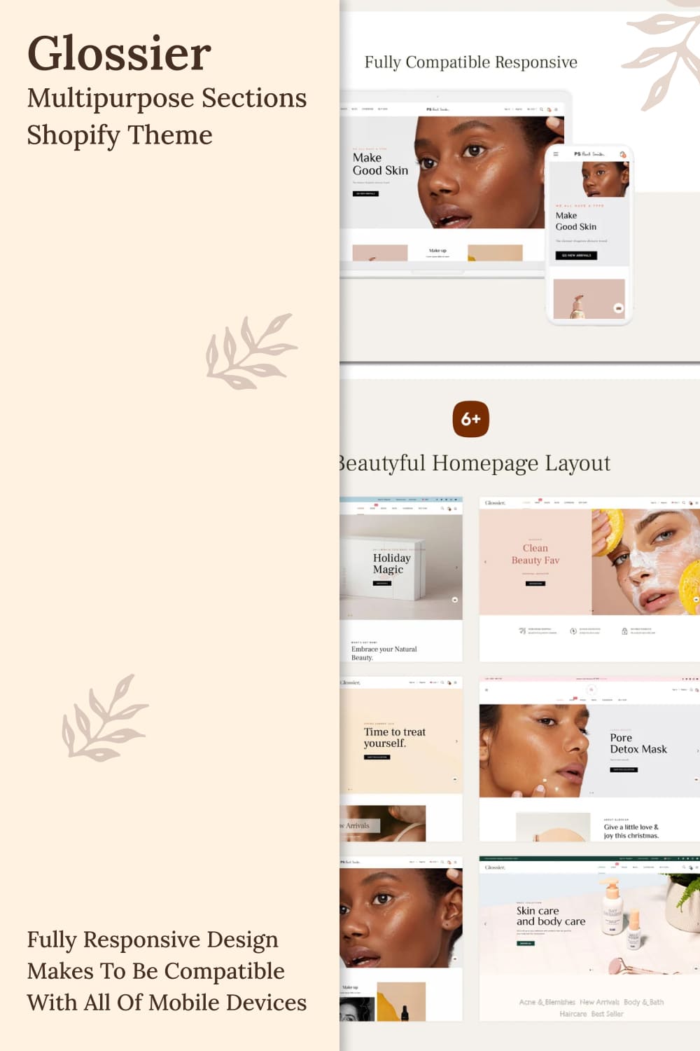 Glossier multipurpose sections shopify theme, picture for pinterest 1000x1500.