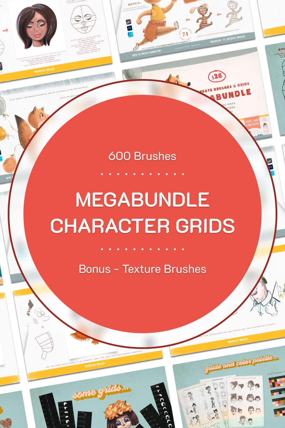 Megabundle character grids, picture for pinterest 1000x1500.