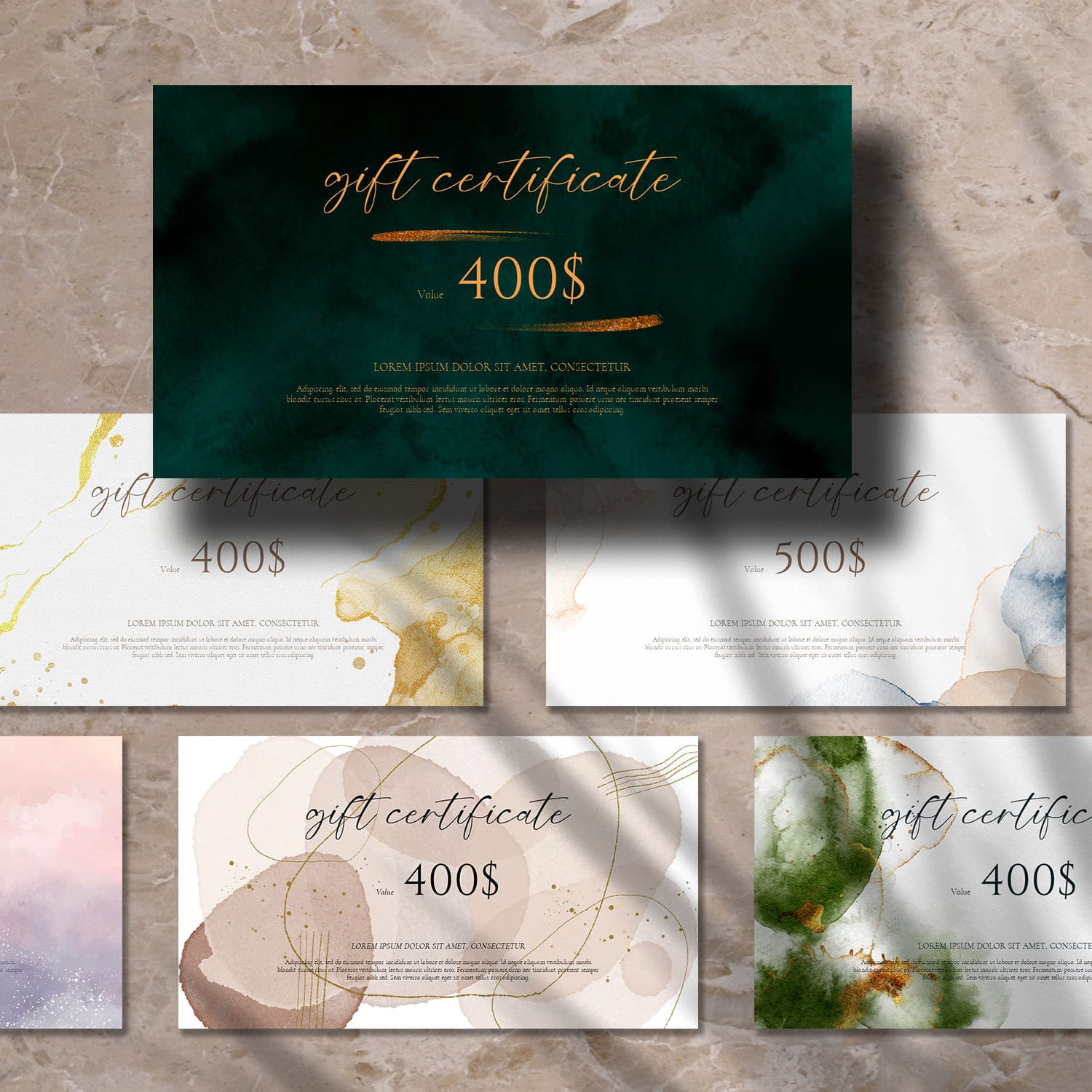 Powerpoint gift certificate template, second picture 1500x1500.