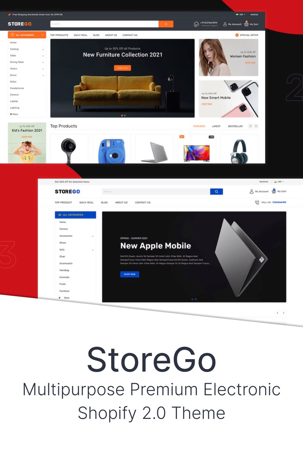 Storego multipurpose premium electronic shopify 2.0 theme, picture for pinterest.