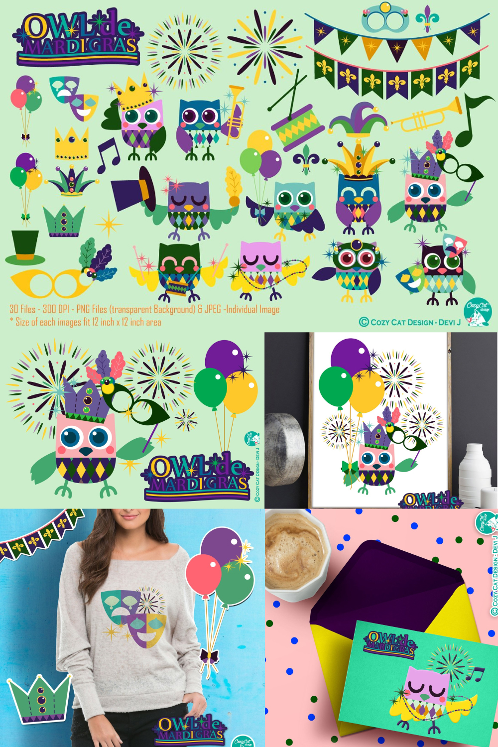 Pinterest of owl de mardi grasdigital clipart.