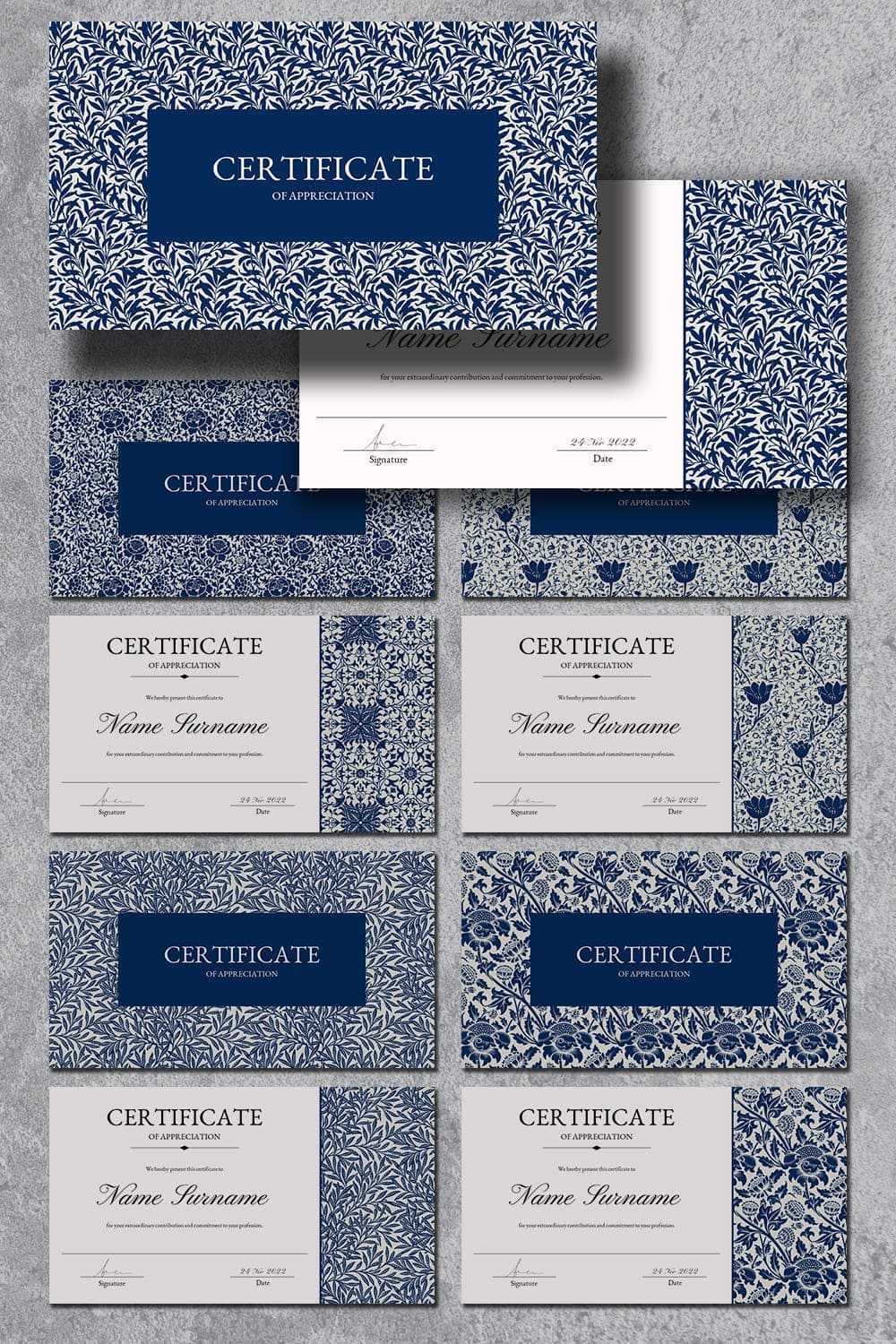 Certificate of appreciation powerpoint template, picture for pinterest 1000x1500.