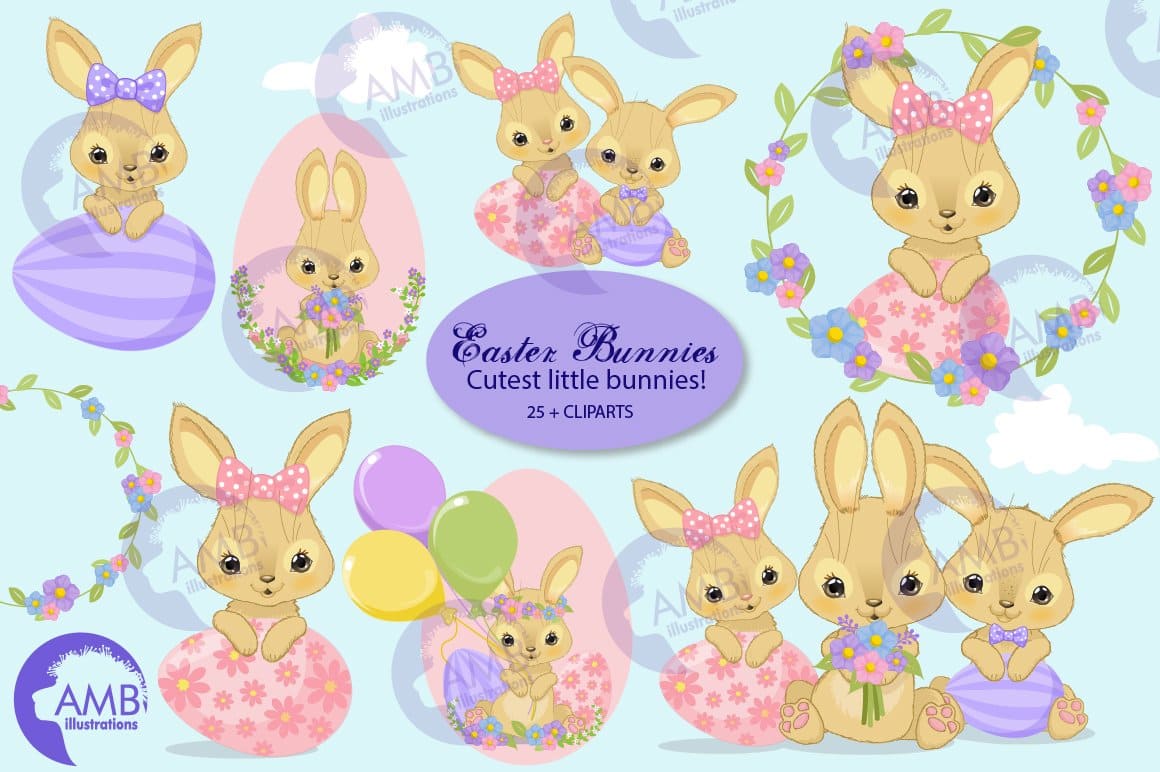 Cute little Easter bunnies preview, picture 1160 by 772 pixels.